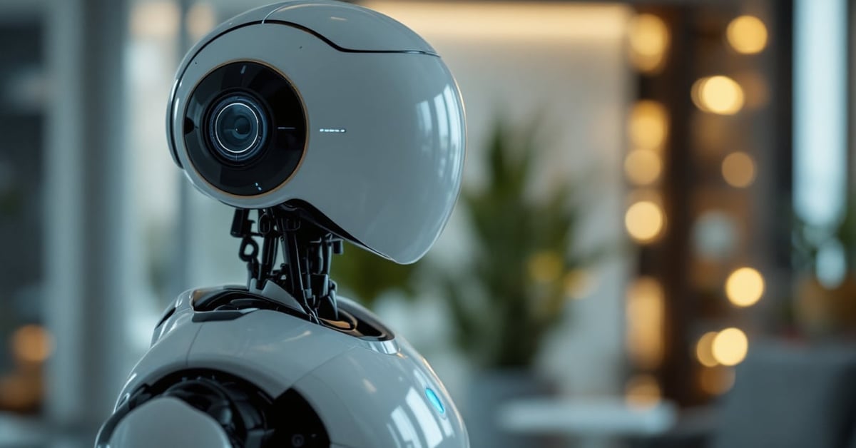 Robot domestique intelligent dans un intérieur moderne, assistant autonome pour les tâches du quotidien