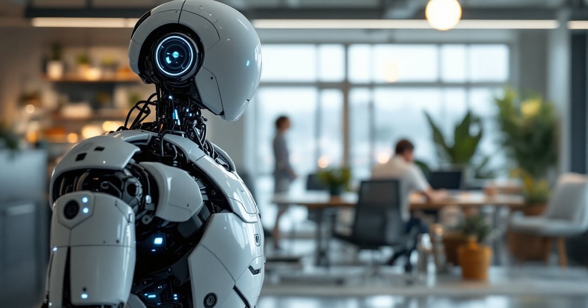 Robot humanoïde Atlas de Boston Dynamics en position debout dans un environnement moderne