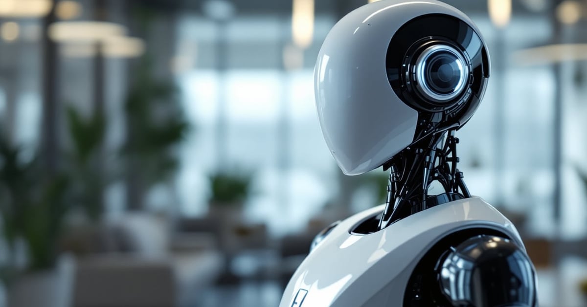 Robot humanoïde développé par Honda, ASIMO, présenté dans un environnement moderne